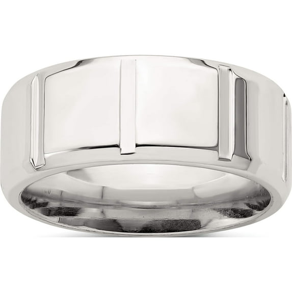 Sterling Silver Ss 8mm Polished Fancy Band Size 11 Made In United States qwb121-11