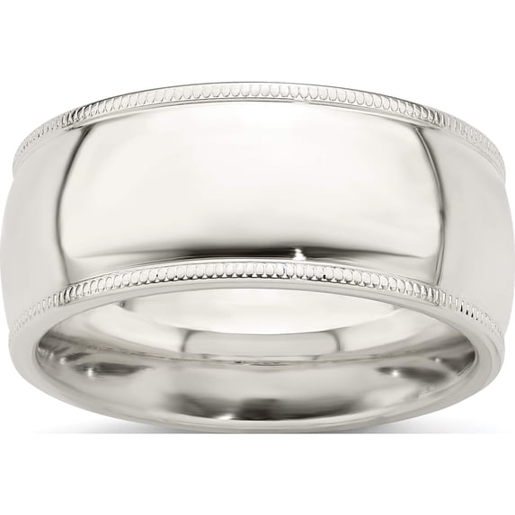 Sterling Silver Ss 9mm Comfort Fit Milgrain Size 11.5 Band Made In United States qcfm090-11.5