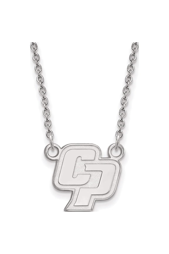 Sterling Silver Ss Rh-P Logo Art California Polytechnic State U. Small Pendant With Neckla Made In United States ss006cpy-18
