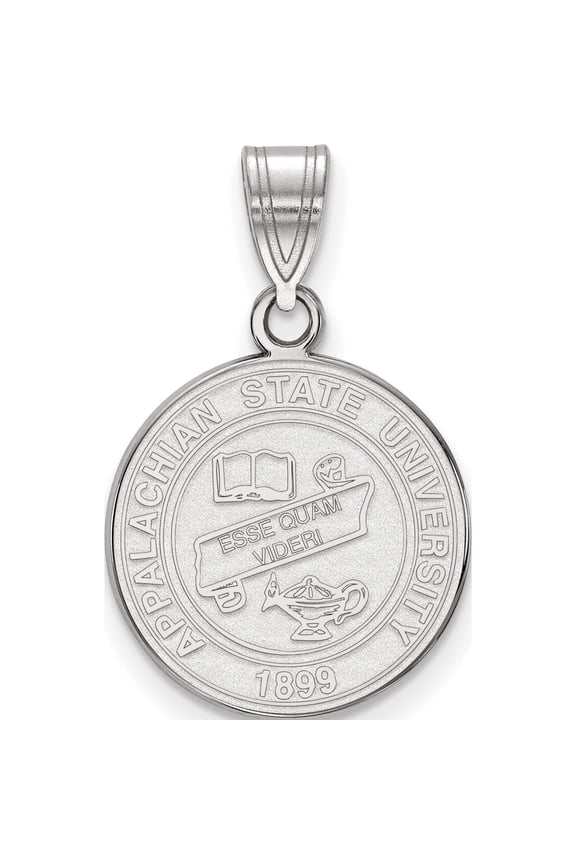 Sterling Silver Ss Rh-P Logoart Appalachian State University Medium Crest Pendant (22 X 15) Made In United States ss019aps