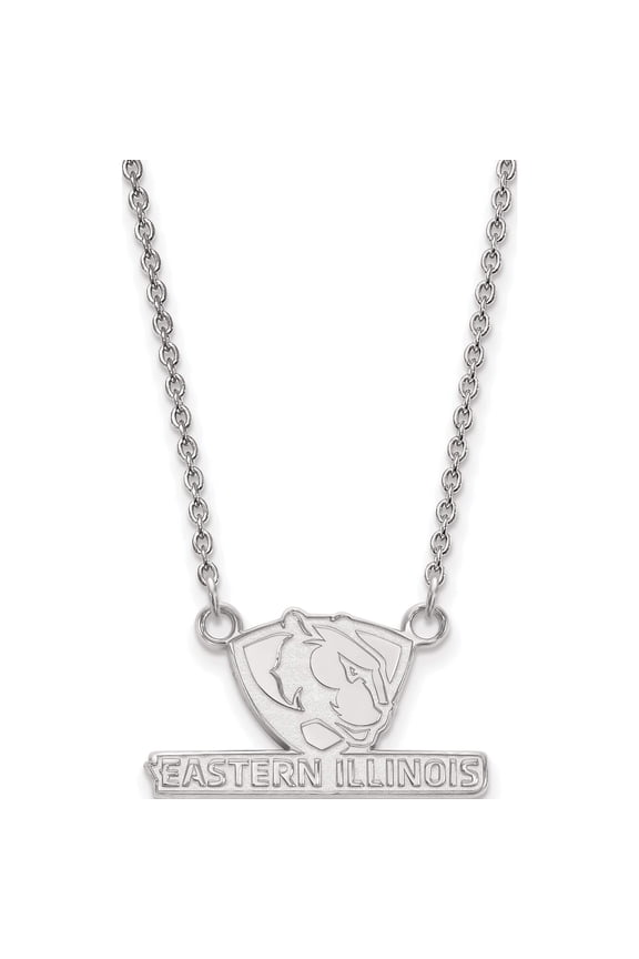 Sterling Silver Ss Rh-P Logoart Eastern Illinois University Small Pendant With Necklac (18 X 22) Made In United States ss007eiu-18