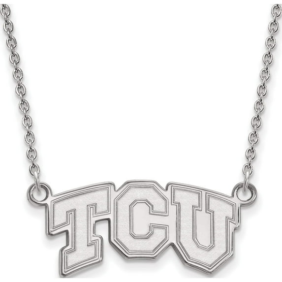 Sterling Silver Ss Rh-P Logoart Texas Christian University Small Pendant With Necklace (18 X 24) Made In United States ss005tcu-18