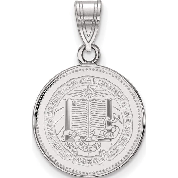Jewelry by Sweet Pea Sterling Silver Rhodium-plated LogoArt University of California Berkeley Medium Crest Pendant