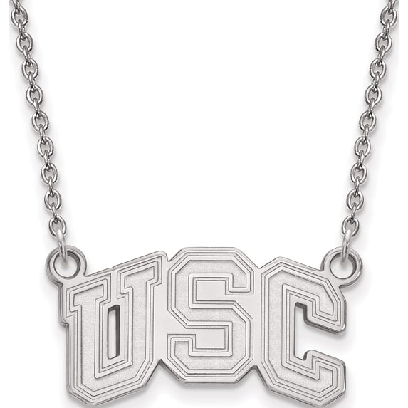 Sterling Silver Ss Rh-Plat University Of Southern California Small Pendant With Necklace (18 X 25) Made In United States ss031usc-18