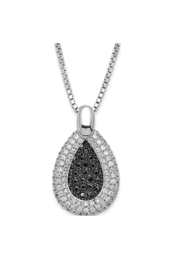 Sterling Silver Ss Rhod-Plated Cz Brilliant Embers Teardrop With 2In Ext Necklace Made In China qmp517-18