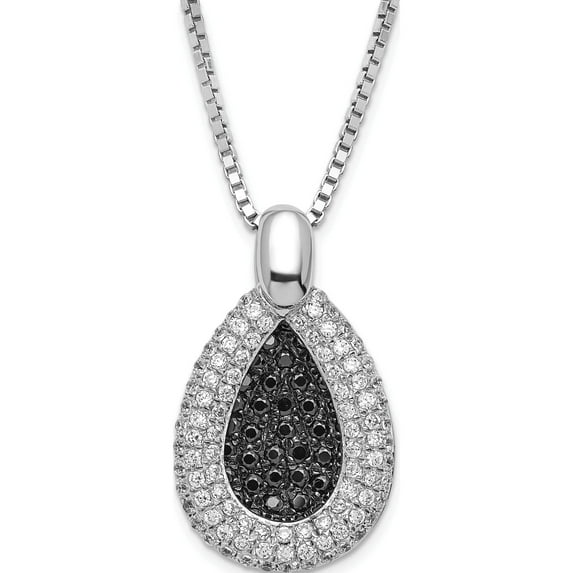 Sterling Silver Ss Rhod-Plated Cz Brilliant Embers Teardrop With 2In Ext Necklace Made In China qmp517-18