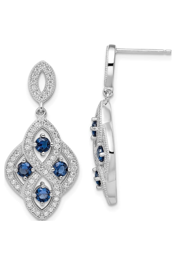 Sterling Silver Ss Rhodium-Plated Cz Brilliant Embers Dangle Post Earrings (32 X 15) Made In India qmp1333