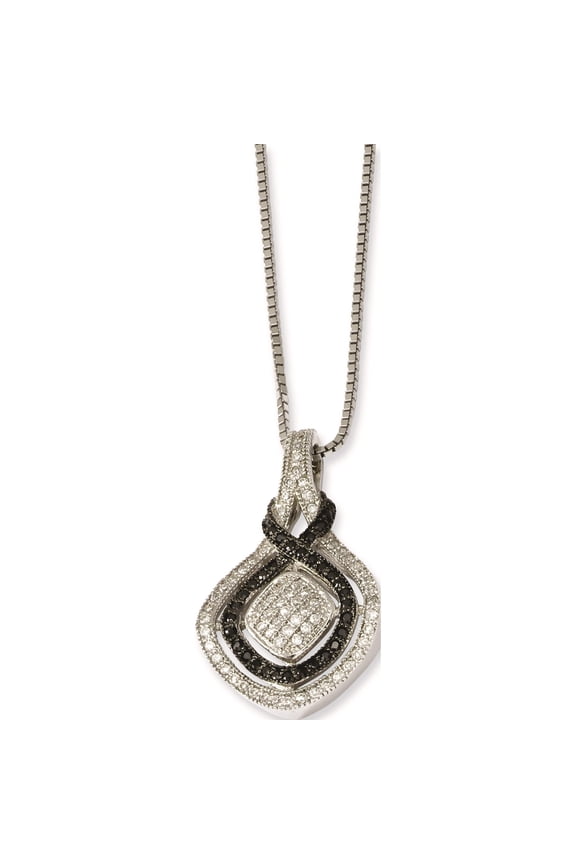 Sterling Silver Ss Rhodium-Plated Cz True Fire Necklace qmp468-18