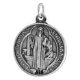 thumbnail image 1 of Sterling Silver St Benedict Medal Pendant 3/4 inch Round Oxidized finish NO Chain Included, 1 of 1