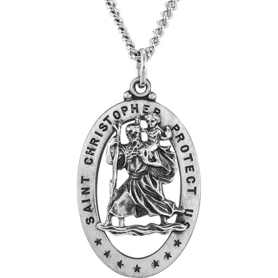 Sterling Silver St. Christopher Medal 29x20mm - 11.8 Grams