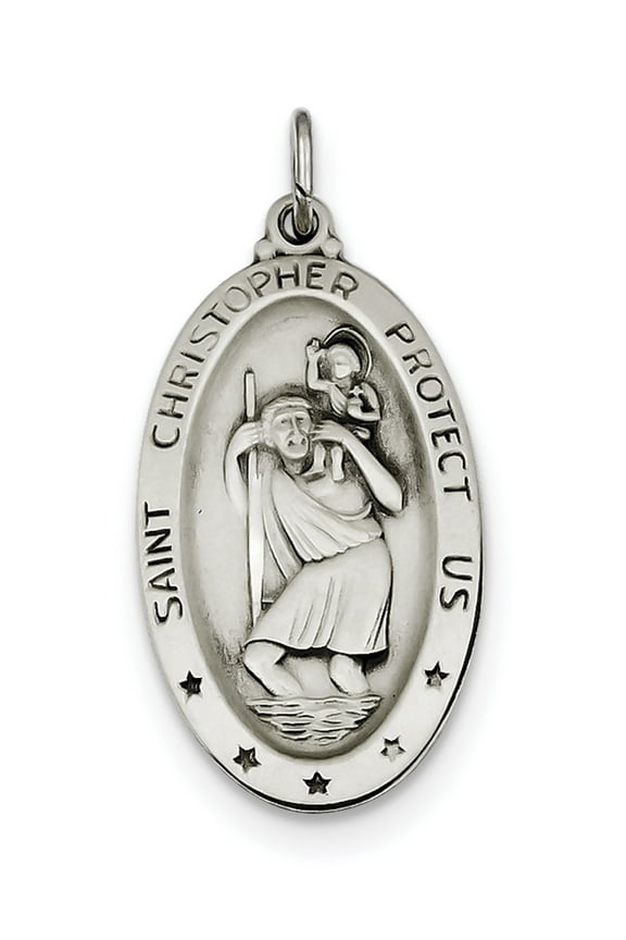 Sterling Silver St. Christopher Medal (35 X 17) Made In United States qc3550