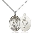 thumbnail image 1 of Sterling Silver St. Christopher / Paratrooper Pendant 3/4 x 1/2 inches with Sterling Silver Lite Curb Chain, 1 of 1