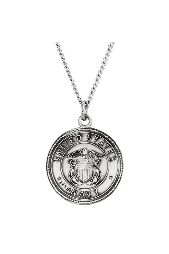 Sterling Silver St. Christopher Us Navy Medal 18mm - 2.6 Grams