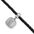 thumbnail image 1 of Sterling Silver St. Florian Charm Bead Black Leather Bracelet QPBS042BDSSBR, 1 of 4
