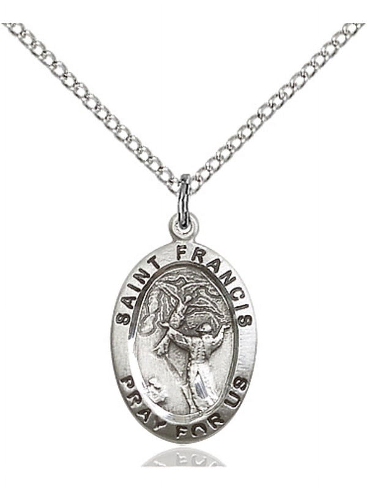 Sterling Silver St. Francis of Assisi Pendant 3/4 x 1/2 inches with ...