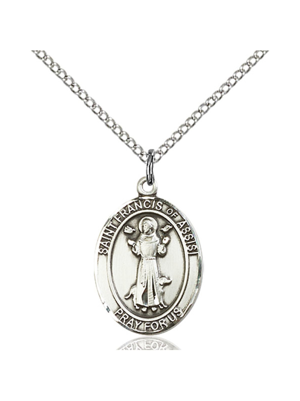 Sterling Silver St. Francis of Assisi Pendant 3/4 x 1/2 inches with ...