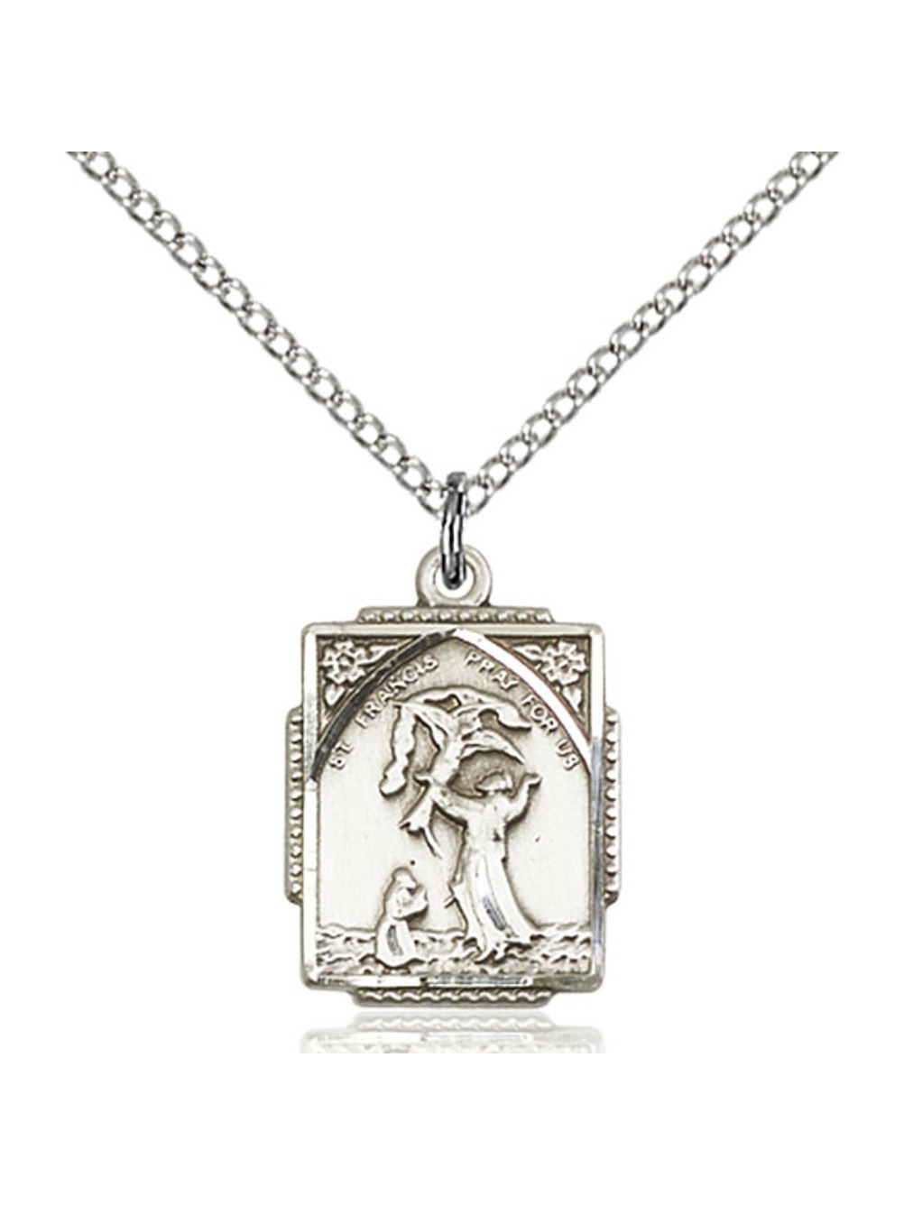 Sterling Silver St. Francis of Assisi Pendant 5/8 X 1/2 inches with 18 ...