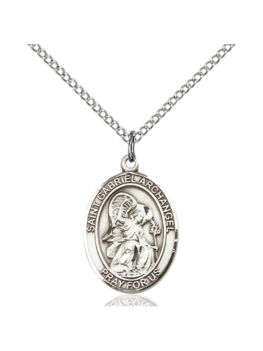Sterling Silver St. Gabriel the Archangel Pendant 3/4 x 1/2 inches with ...