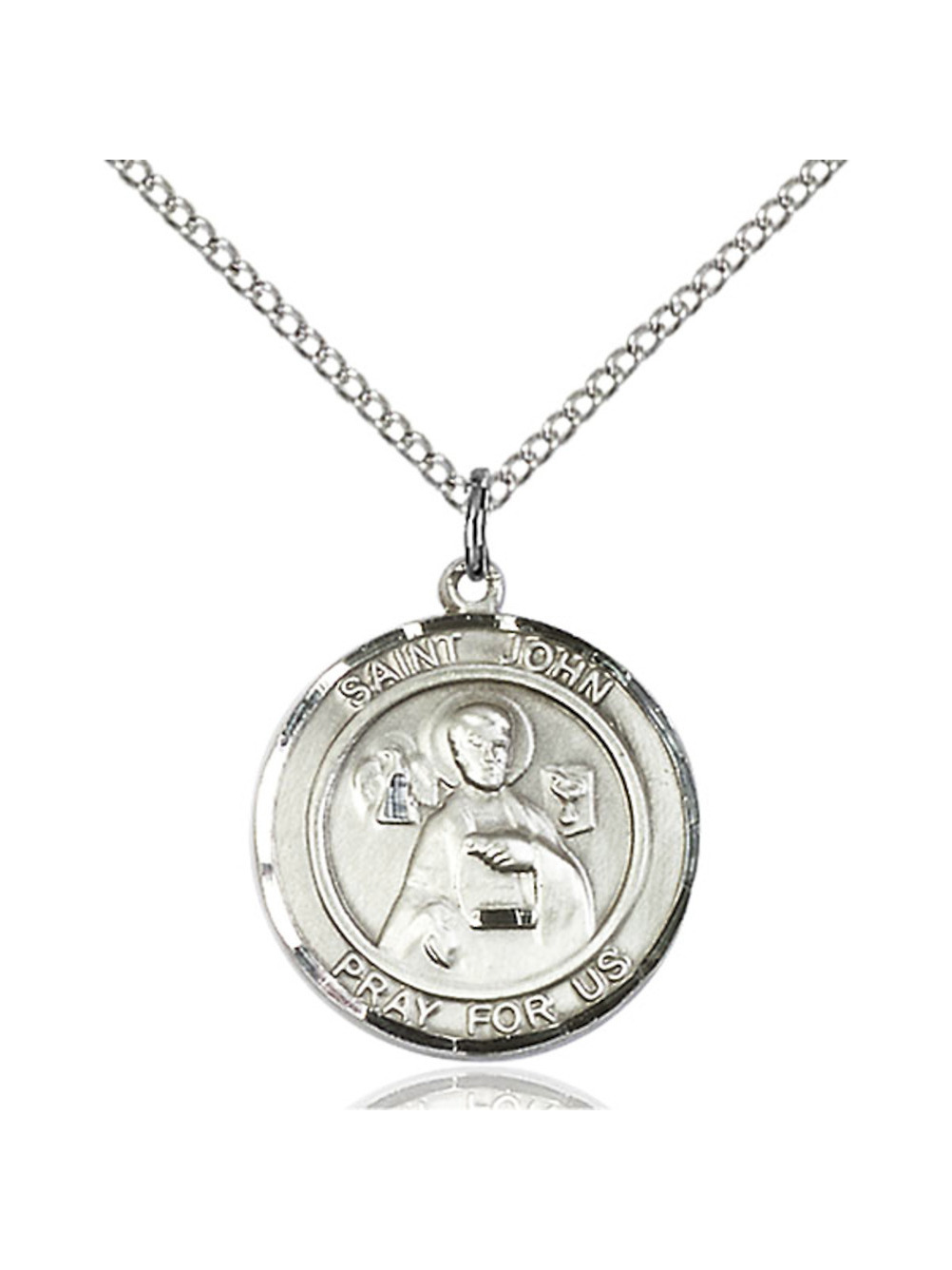 Sterling Silver St. John the Apostle Pendant 3/4 x 5/8 inches with 18 ...