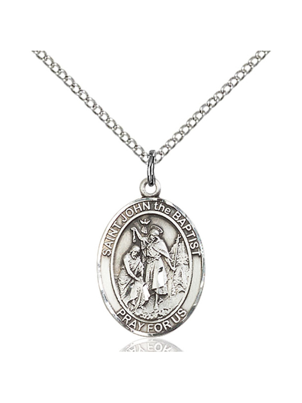 Sterling Silver St. John the Baptist Pendant 3/4 x 1/2 inches with ...
