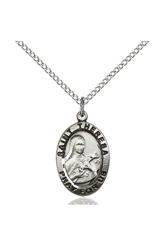 Sterling Silver St. Lazarus Pendant 3/4 x 1/2 inches with Sterling Silver Lite Curb Chain