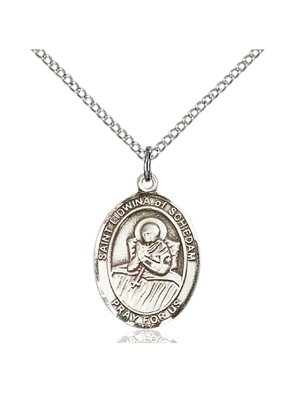Sterling Silver St. Lidwina of Schiedam Pendant 3/4 x 1/2 inches with ...