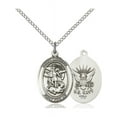 thumbnail image 1 of Sterling Silver St. Michael / Navy Pendant 3/4 x 1/2 inches with Sterling Silver Lite Curb Chain, 1 of 1