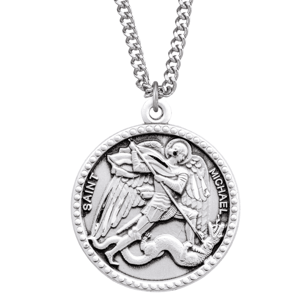 Sterling Silver St. Michael Round Medal Necklace – Patron Saint of ...