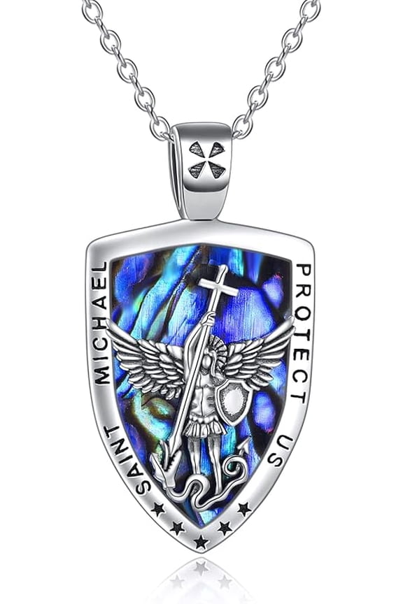 Sterling Silver St Michael/St Christopher/Jesus/Virgin Mary Necklace for Men Women Catholic/Protector/Talisman Michael Archangel Medal Necklace Jewelry 18+2"