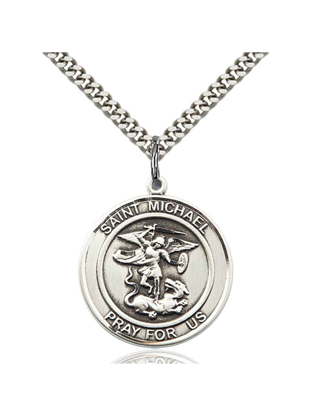 Sterling Silver St. Michael the Archangel Pendant 1 x 5/8 inches with ...