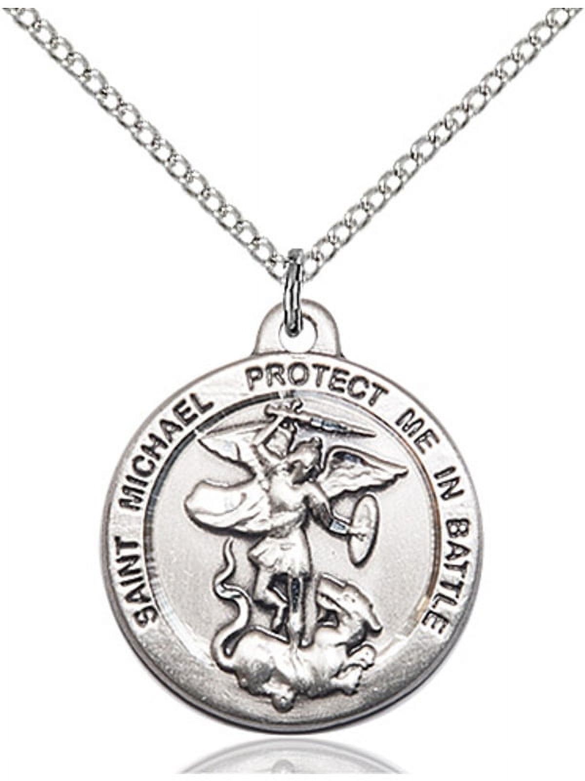 Sterling Silver St. Michael the Archangel Pendant 7/8 X 3/4 inches with ...