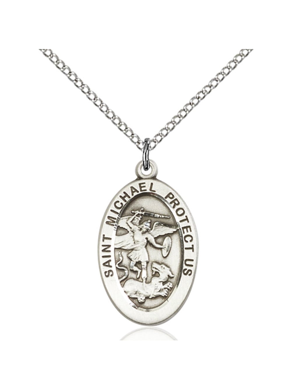 Sterling Silver St. Michael the Archangel Pendant 7/8 x 1/2 inches with ...
