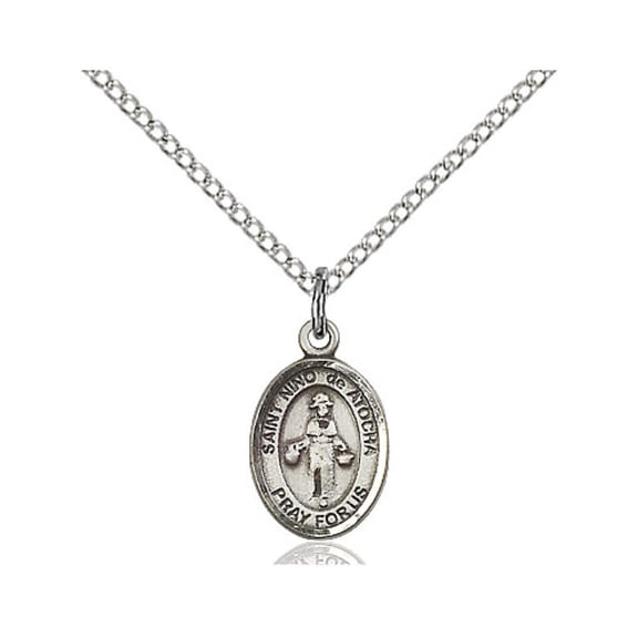 Sterling Silver St. Nino de Atocha Pendant 1/2 x 1/4 inches with Sterling Silver Lite Curb Chain