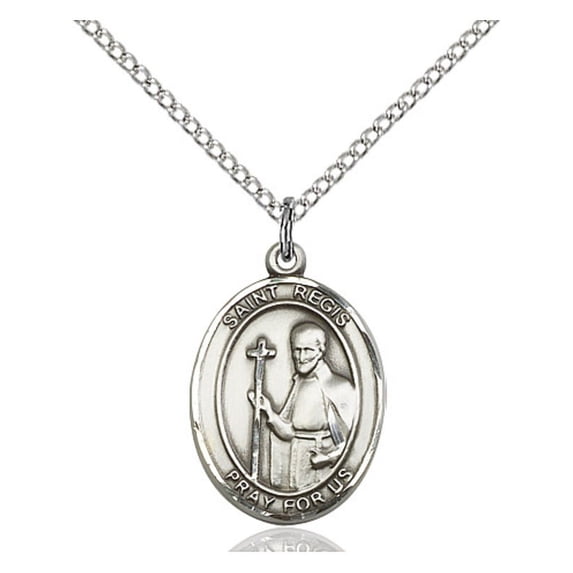 Sterling Silver St. Regis Pendant 3/4 x 1/2 inches with SS Lite Curb Chain