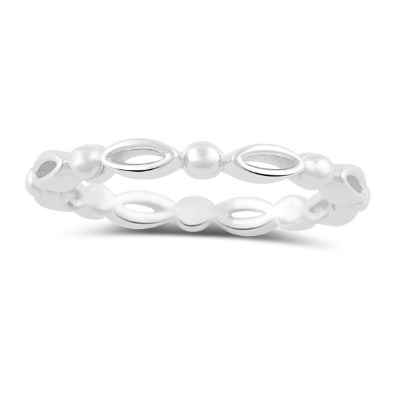 Sterling Silver Stackable Bead Bar Eternity Ring for Women and Teens - Size 9