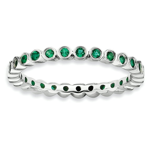 Stackable Expressions Sterling Silver Simulated Emerald Stackable Ring