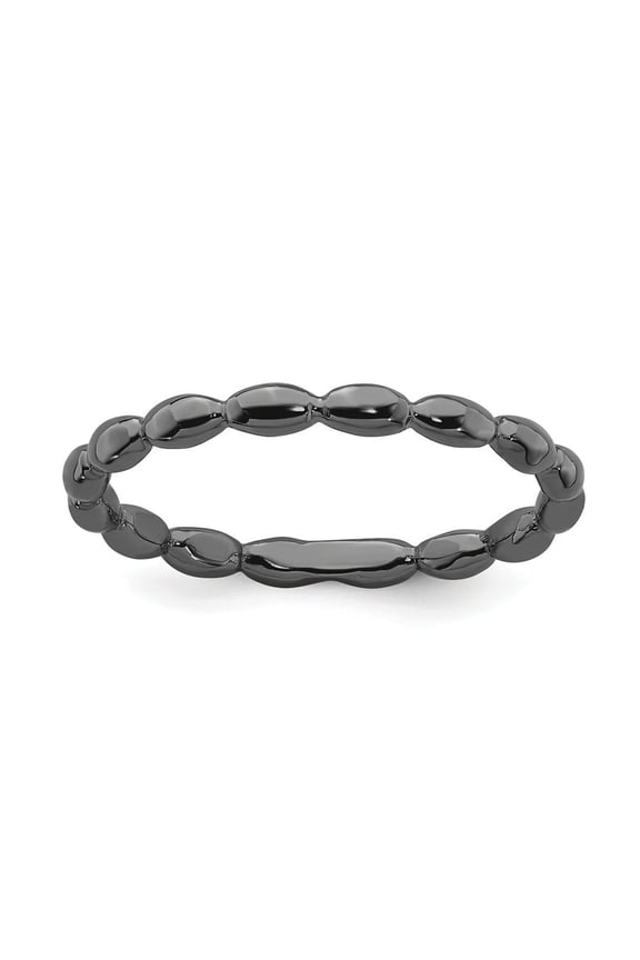 Sterling Silver Stackable Black-plated Rice Ring - 1.7 Grams - Size 6