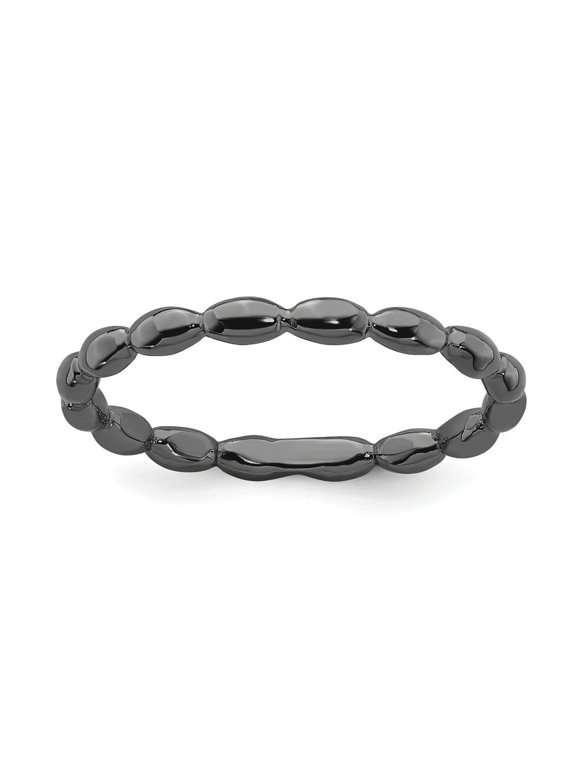 Sterling Silver Stackable Black-plated Rice Ring - 1.7 Grams - Size 6