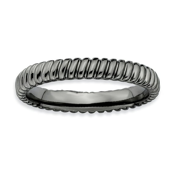 Sterling Silver Stackable Black-plated Ring - 2.9 Grams - Size 5