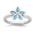 thumbnail image 1 of Sterling Silver Stackable Blue Topaz Flower Ring - .44 cwt - Size 10, 1 of 2