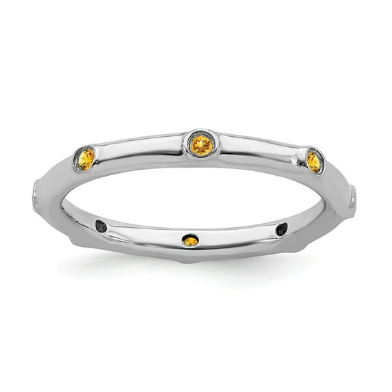 Sterling Silver Stackable Citrine Ring - .12 cwt - Size 7