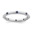thumbnail image 1 of Sterling Silver Stackable Created Sapphire Ring - .14 cwt - Size 7, 1 of 2