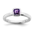 thumbnail image 1 of Sterling Silver Stackable Cushion Cut Amethyst Ring - .48 cwt - Size 6, 1 of 2