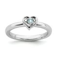thumbnail image 1 of Sterling Silver Stackable Expressions 0.06 Ct. Aquamarine Heart Ring Size 6, 1 of 5