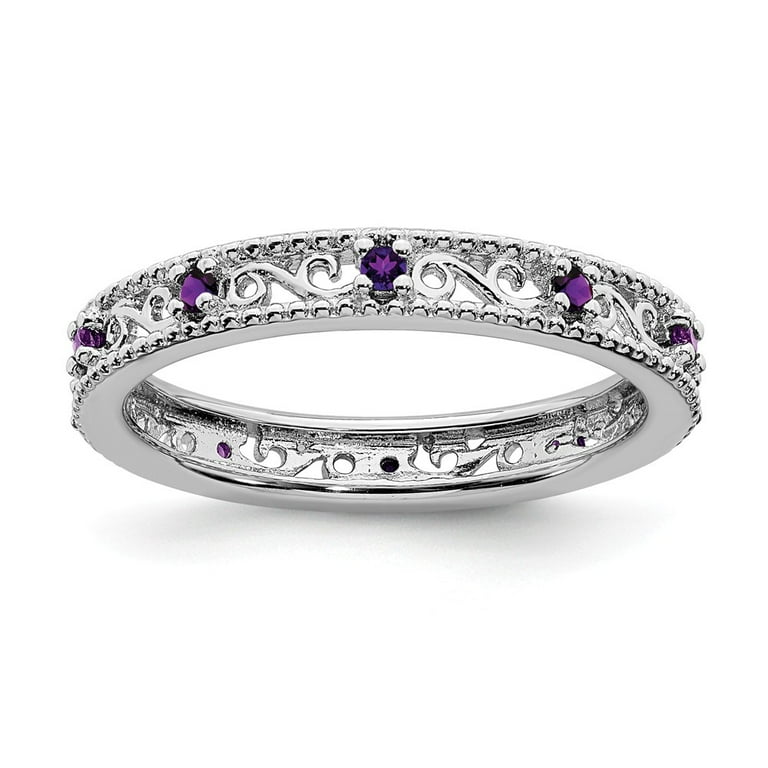 Sterling Silver Stackable Expressions Amethyst Filigree Ring Sterling Silver Stackable Expressions Amethyst Filigree Ring