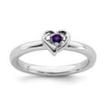 thumbnail image 1 of Sterling Silver Stackable Expressions Amethyst Heart Ring - Size 6, 1 of 3