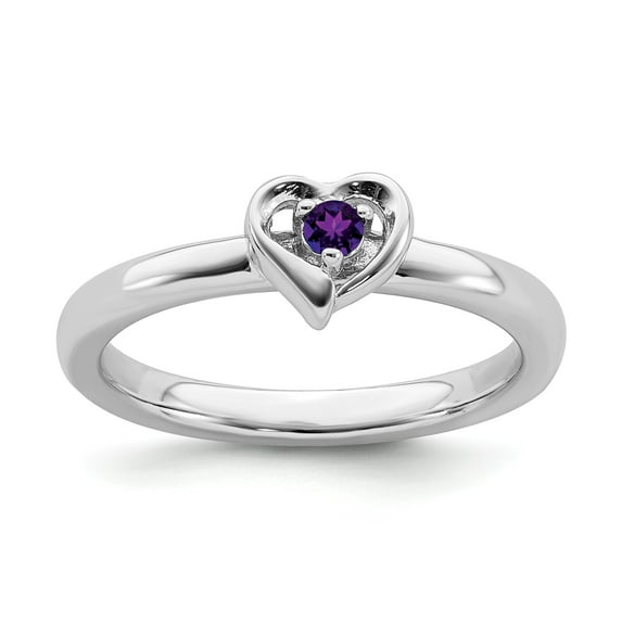 Sterling Silver Stackable Expressions Amethyst Heart Ring - Size 6