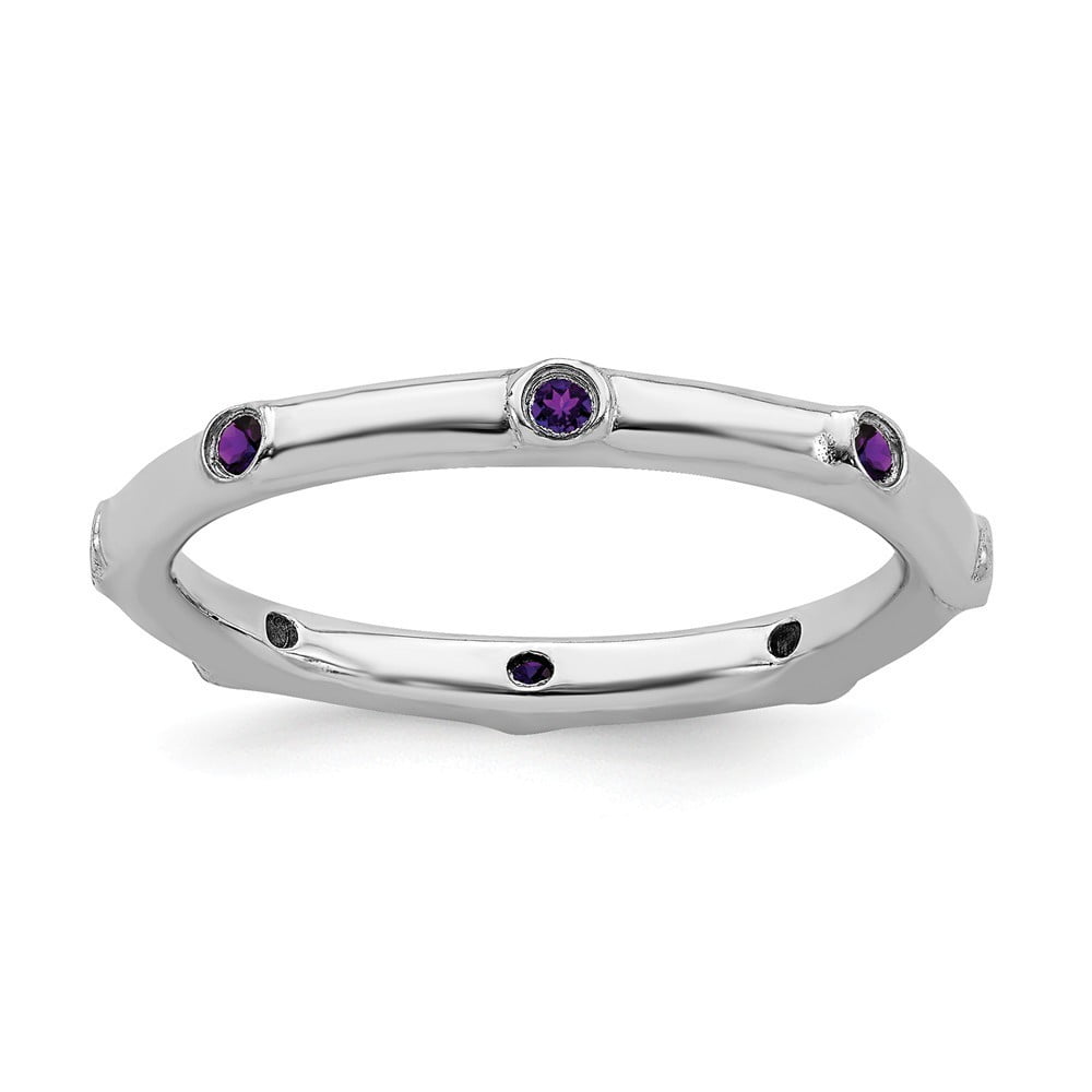 Sterling Silver Stackable Expressions Amethyst Ring - .14 cwt