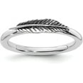 thumbnail image 1 of Sterling Silver Stackable Expressions Antiqued Feather Ring - Ring Size 6.0, 1 of 8