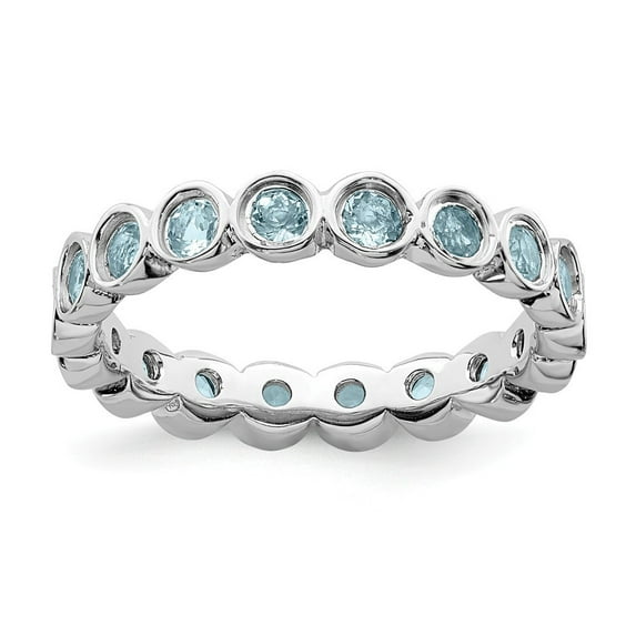 Sterling Silver Stackable Expressions Aquamarine Ring - 1.30 cwt - Size 10